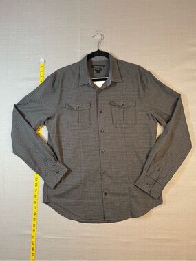 John Varvatos Luxe Gray Checked Button-Up Shirt